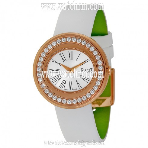 Piaget Possession Silver Dial 18kt Rose Gold Diamond Satin Ladies Watch GOA36188