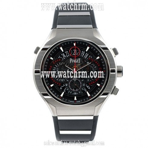 Piaget Protocol Flyback GMT Black Dial Titanium Rubber Strap Men's Watch GOA35001
