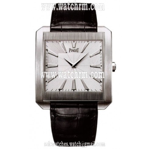 Piaget Protocole XXL Silver Dial Black Leather Men's Watch GOA32004