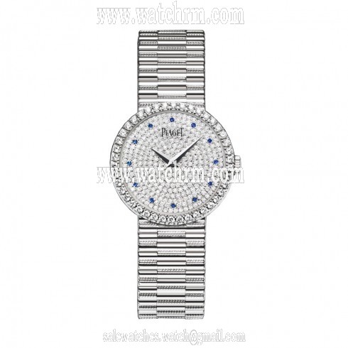 Piaget Traditional Diamond Pave Sapphire Dial 18K White Gold Ladies Watch GOA37043