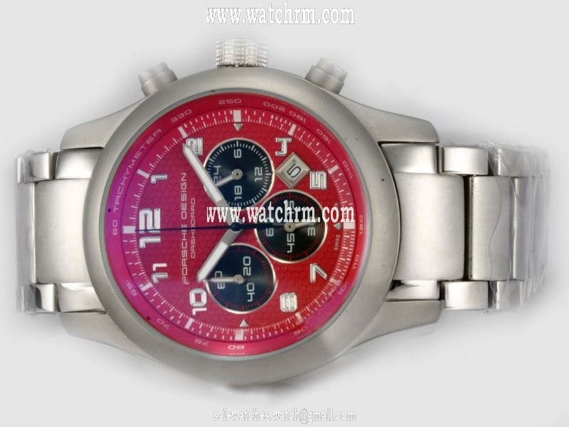 Porsche Design Orshsorro 20482 Red Dial Round Quartz Chronograph Watch