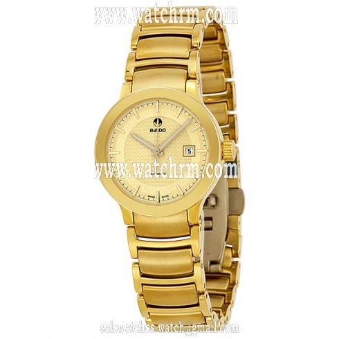 Rado Centrix Automatic Gold Dial Yellow-Gold Plated Stainless Steel Ladies Watch R30280253