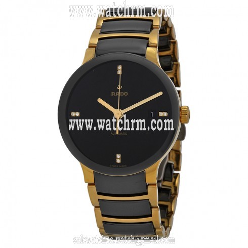 Rado Centrix Black Dial Gold-plated and Black Ceramic Men's Watch R30035712