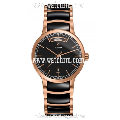 Rado Centrix Black Dial Rose Gold PVD and Ceramic Automatic Men's Watch R30158172