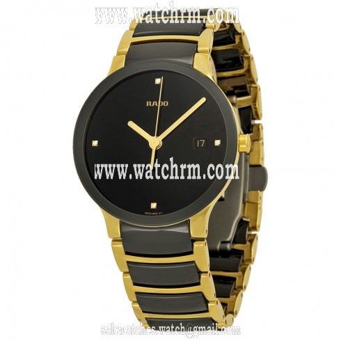 Rado Centrix Black Dial Two Tone Ceramic and Steel Men's Watch R30929172