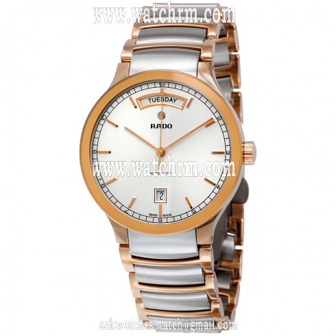 Rado Centrix Day-Date White Dial Two-tone Stainless Steel Men's Watch R30158113