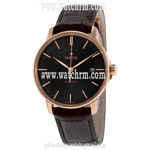 Rado Coupole Classic Automatic Black Dial Black Alligator Leather Men's Watch R22861165