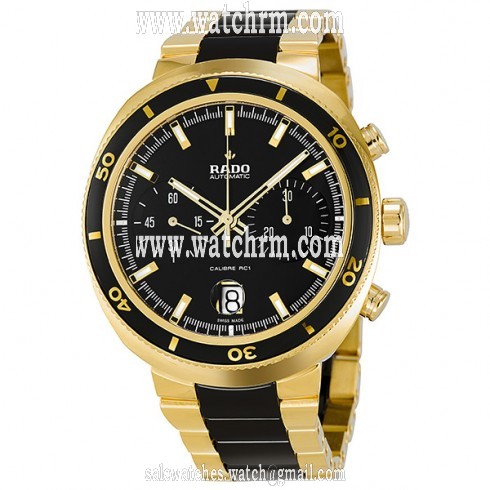 Rado D Star Chronograph Automatic Yellow Gold PVD and Black Ceramic Men's Watch R15967162