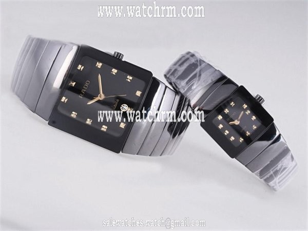 Rado DiaStar 120929 21x18mm Black Dial Silver Ceramic Strap Watch