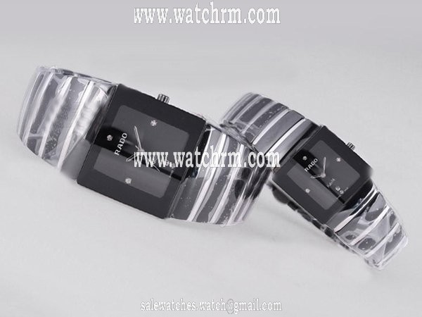 Rado DiaStar 120929 Black Ceramic Strap Black Dial Square Watch