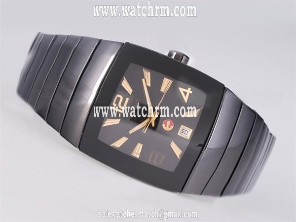 Rado DiaStar 4158 Square Black Ceramic Strap Black Dial Watch