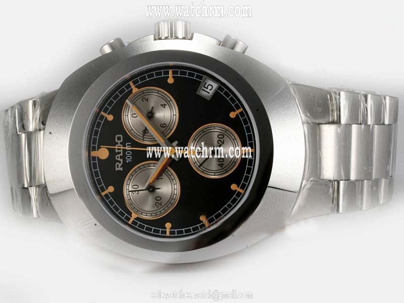 Rado DiaStar R12694153 Silver Stainless Steel Strap 39x42mm Black Dial Watch