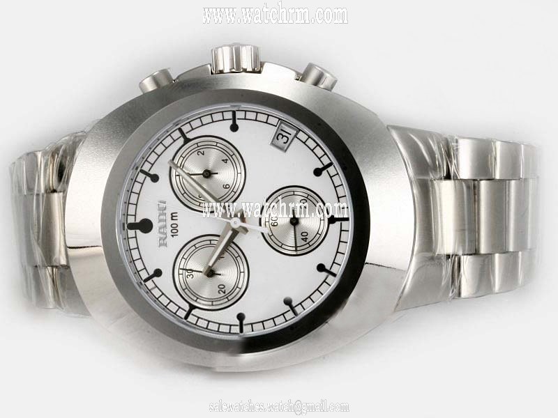 Rado DiaStar R12694153 White Dial Silver Stainless Steel Strap 39x42mm Watch