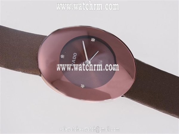 Rado eSenza 964.0491.3 Oval Red Dial Brown Cow Leather Strap Watch