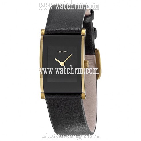Rado  Integral Black Dial Black Leather Ladies Watch R20789155