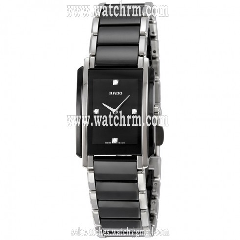 Rado Integral Quartz Black Dial Black Ceramic And Stainless Steel Ladies Watch R20613712