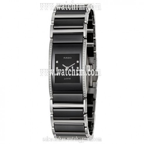 Rado Integral Quartz Black Dial Stainless Steel And Black Ceramic Ladies Watch R20759759