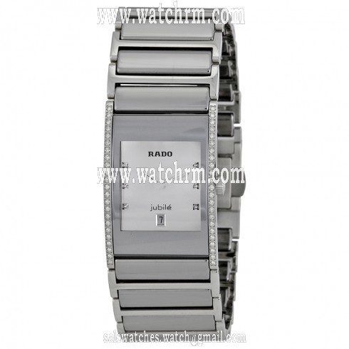 Rado Integral Silver Dial Diamond Platium-tone Ceramic Ladies Watch R20732712