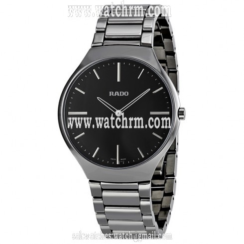 Rado True Black Dial Platinum-tone Ceramic Men's Watch R27955152