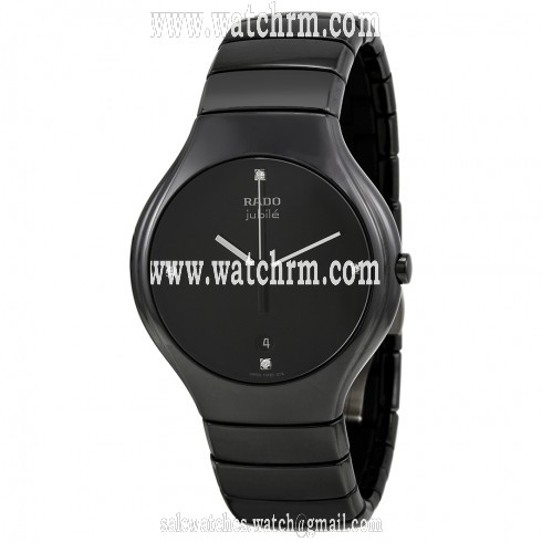 Rado True Jubile Black Diamond Dial Black Ceramic Men's Watch R27653742