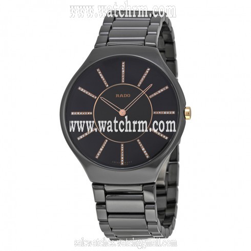Rado True Thinline Black Ceramic Ladies Watch R27741702