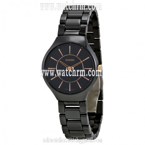 Rado True Thinline Black Ceramic Ladies Watch R27742152