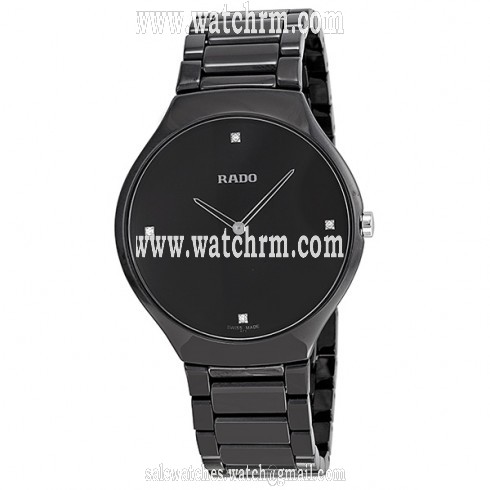 Rado True Thinline Black Dial Black Ceramic Men's Watch R27741712