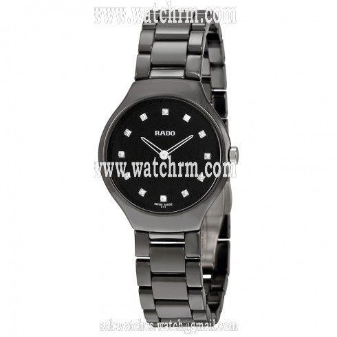 Rado True Thinline Black Dial Black High-tech Ceramic Ladies Watch R27742732