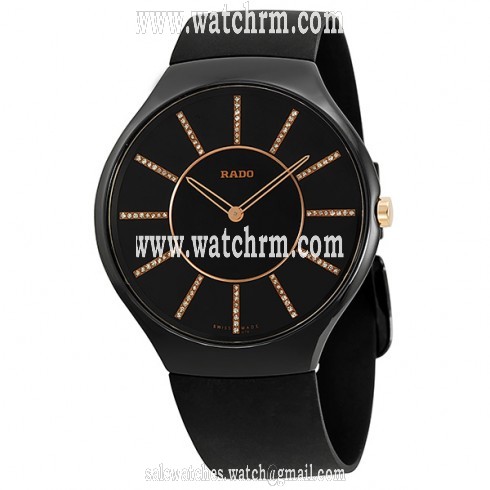 Rado True Thinline Diamond Black Dial Black Ceramic Men's Watch R27741709