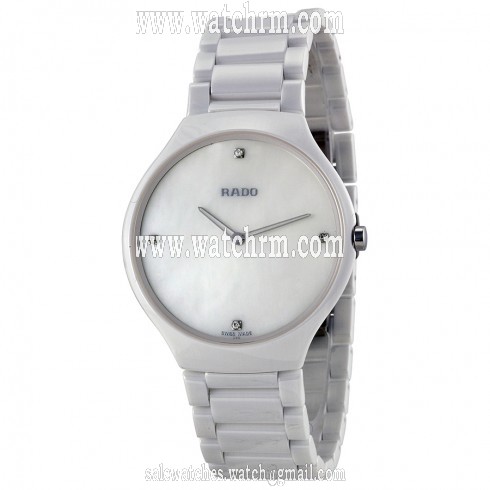 Rado True Thinline Mother of Pearl Dial White Ceramic Men's Watch R27957902