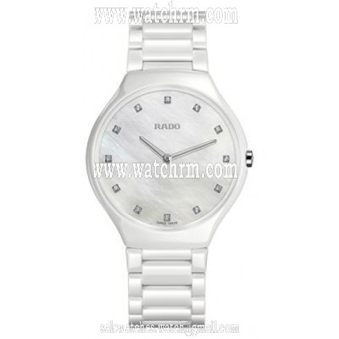Rado True Thinline Mother of Pearl Dial White High-tech Ceramic Ladies Watch R27957912