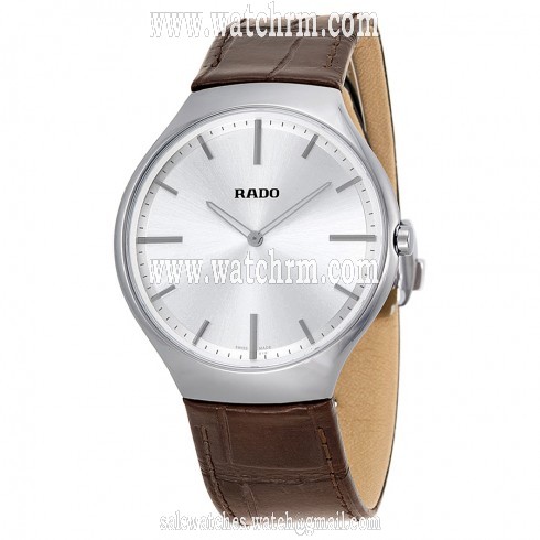Rado True Thinline Silver Dial Brown Leather Men's Watch R27955105