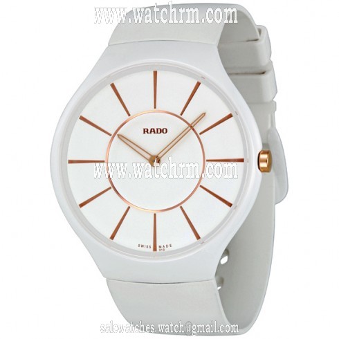 Rado True Thinline White Dial Rubber Strap Unisex Watch R27957109