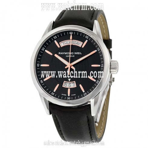 Raymond Weil Freelancer Automatic Black Dial Black Leather Strap Men's Watch 2720-SL5-20021