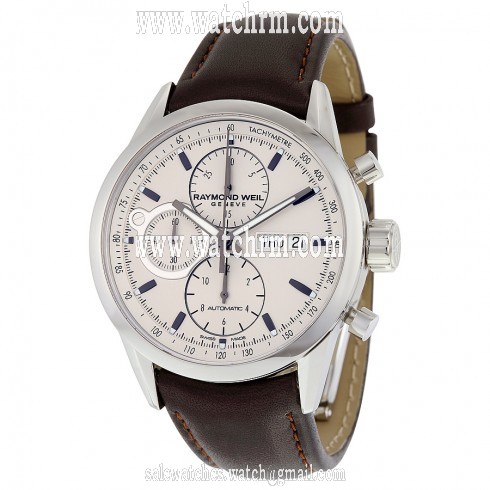 Raymond Weil Freelancer Chronograph Automatic Silver Dial Brown Leather Men's Watch 7730-STC-65112