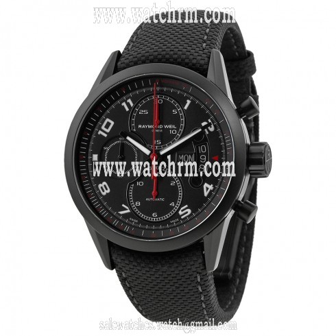 Raymond Weil Freelancer Chronograph Urban Black Dial Black Leather Men's Watch 7730-BK-05207