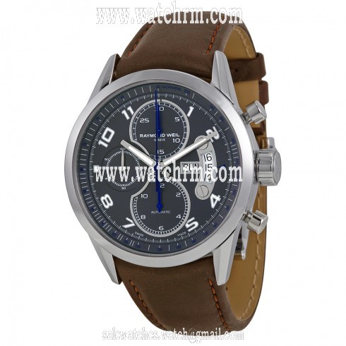 Raymond Weil Freelancer Grey Dial Brown Leather Chronograph Men's Watch 7730-STC-05600