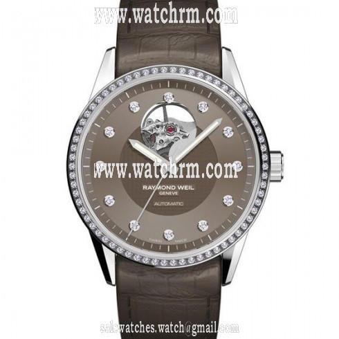 Raymond Weil Freelancer Grey Dial Fig Grey Leather Ladies Watch 2750-SLS-60081