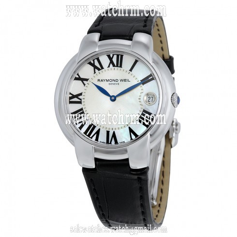 Raymond Weil Jasmine Mother of Pearl Dial Black Leather Ladies Watch 5235-STC-00970