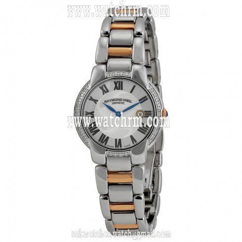 Raymond Weil Jasmine Silver Dial Steel and Rose Gold PVD Diamond Ladies Watch 5229-S5S-01659