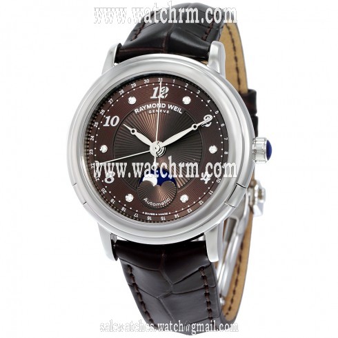 Raymond Weil Maestro Automatic Brown Diamond Dial Dark Brown Leather Ladies Watch 2739-L2-05785