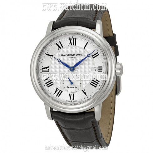 Raymond Weil Maestro Automatic Silver Dial Black Leather Men's Watch 2838-STC-00659