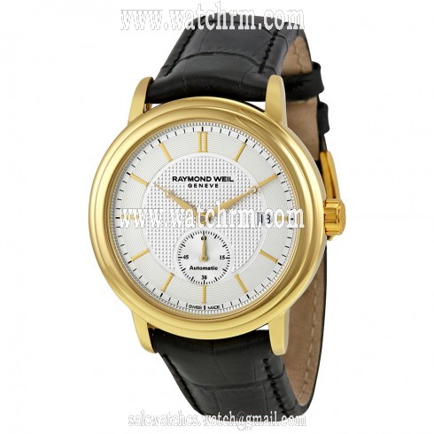 Raymond Weil Maestro Automatic Silver Dial Black Leather Men's Watch RW-2838-PC-65001