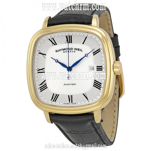 Raymond Weil Maestro Automatic Silver Dial Black Leather Watch 2867-PC-00659
