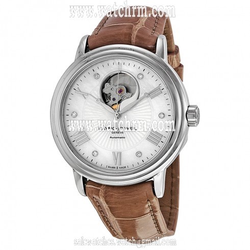 Raymond Weil Maestro Mother Of Pearl Dial Beige Leather Ladies Watch 2827-L4-00966