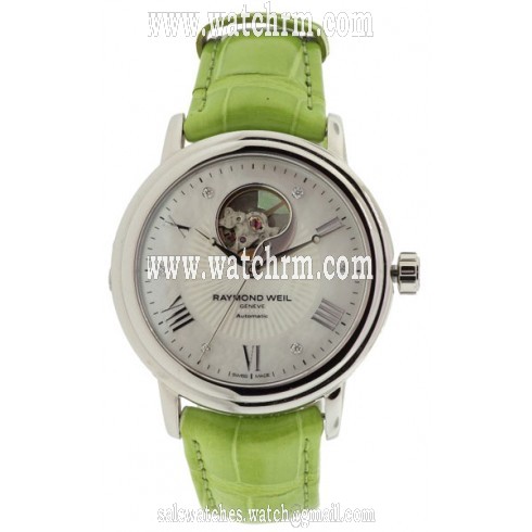 Raymond Weil Maestro Mother of Pearl Dial Green Alligator Leather Ladies Watch 2827-L5-00966