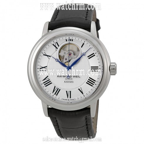 Raymond Weil Maestro Silver Dial Black Leather Men's Watch 2827-STC-00659