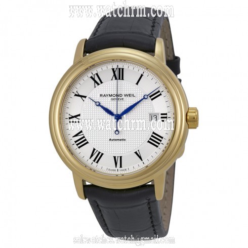 Raymond Weil Maestro Silver Dial Black Leather Men's Watch 2837-PC-00659