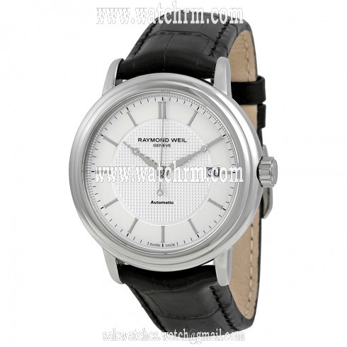 Raymond Weil Maestro Silver Dial Black Leather Men's Watch 2837-STC-65001