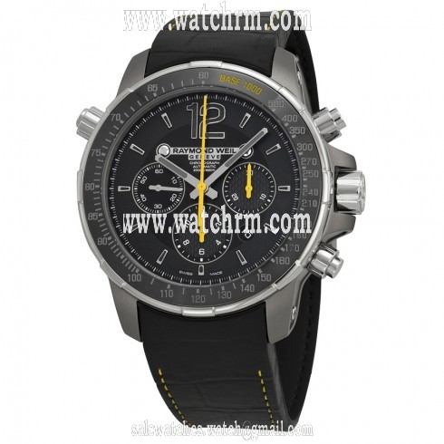Raymond Weil Nabucco Automatic Chronograph Black Dial Black Rubber Men's Watch 7850-TIR-05207